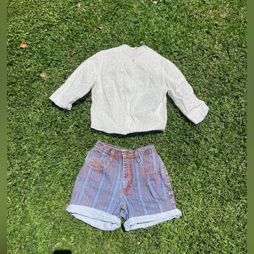 80s Vintage Made in the Shade Printed Denim Shorts